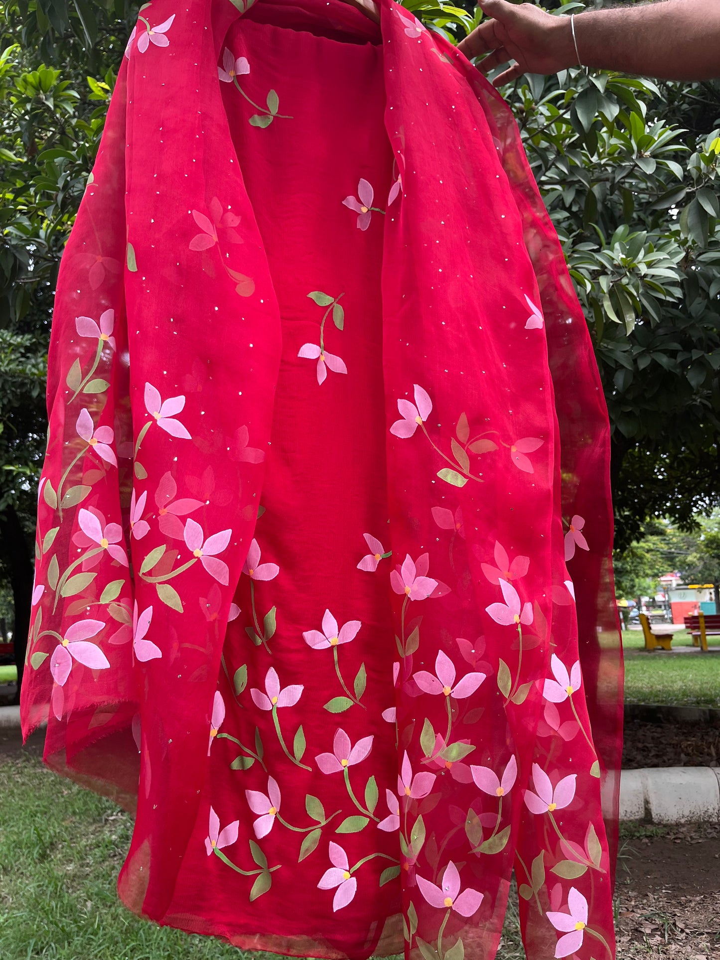 Bougainvilleas Chiffon Suit