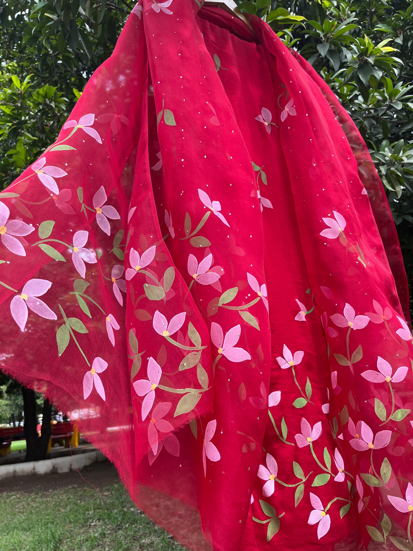 Bougainvilleas Chiffon Suit