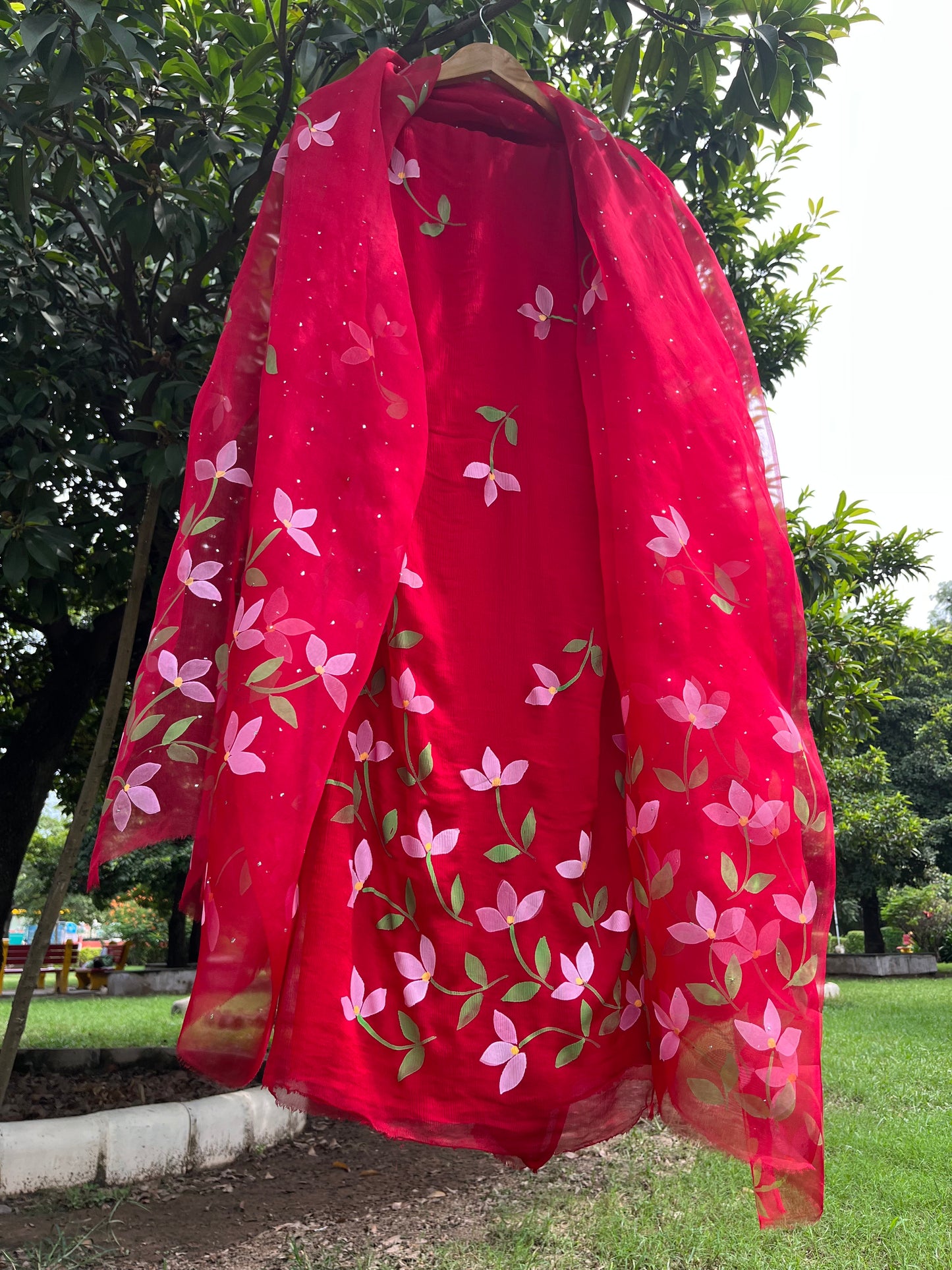 Bougainvilleas Chiffon Suit