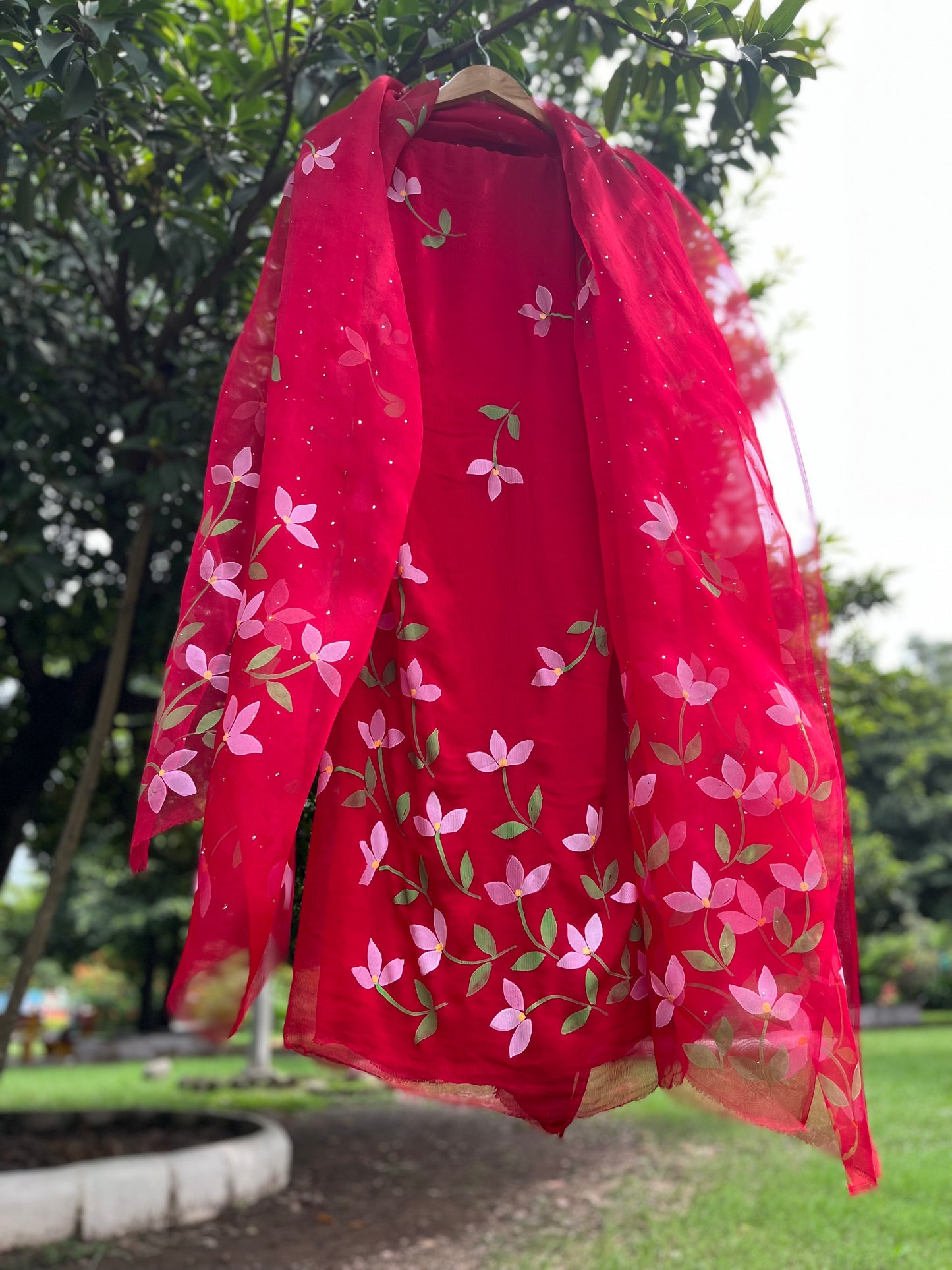 Bougainvilleas Chiffon Suit