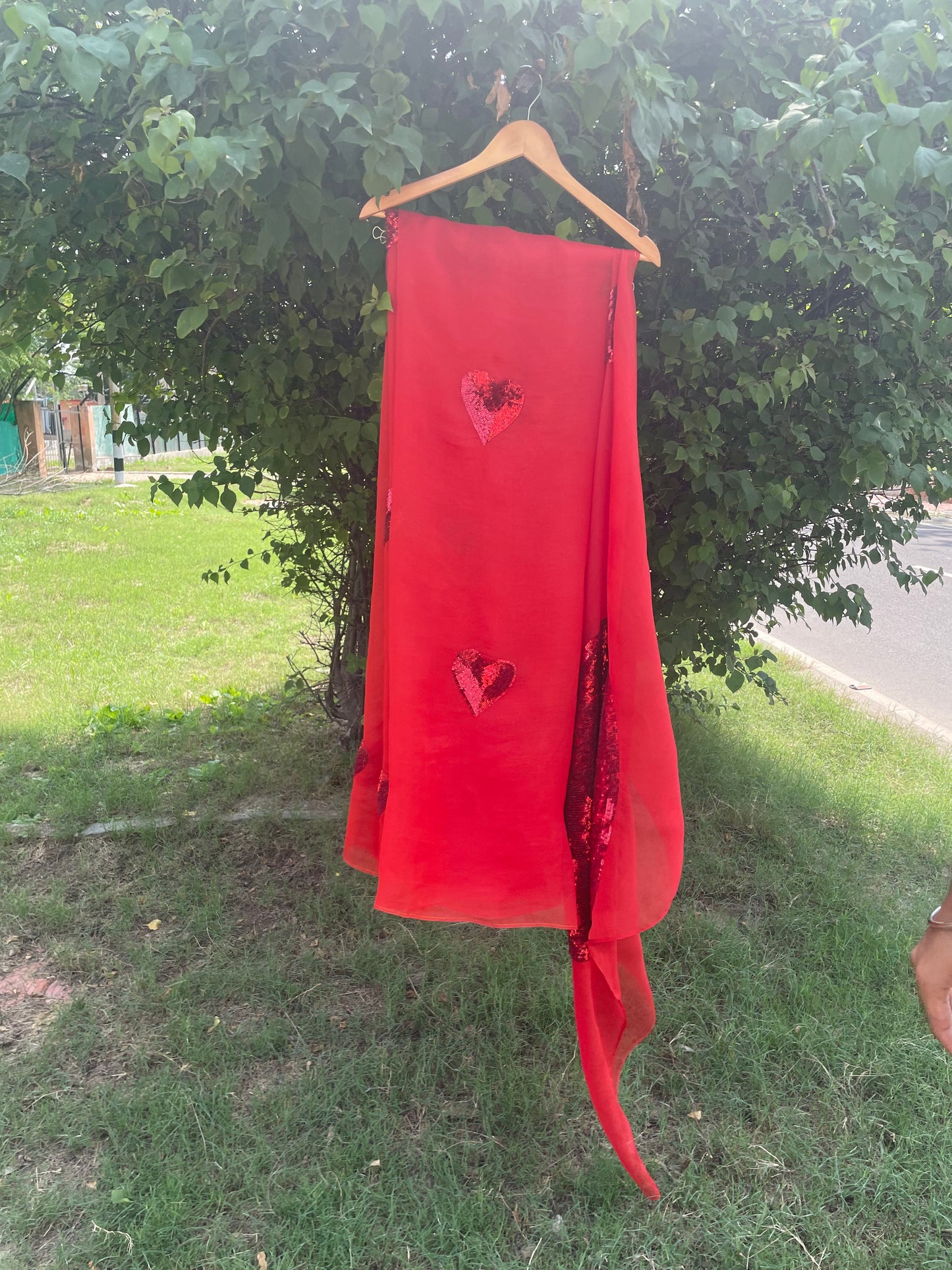 Big Heart Sequins Organza Saree