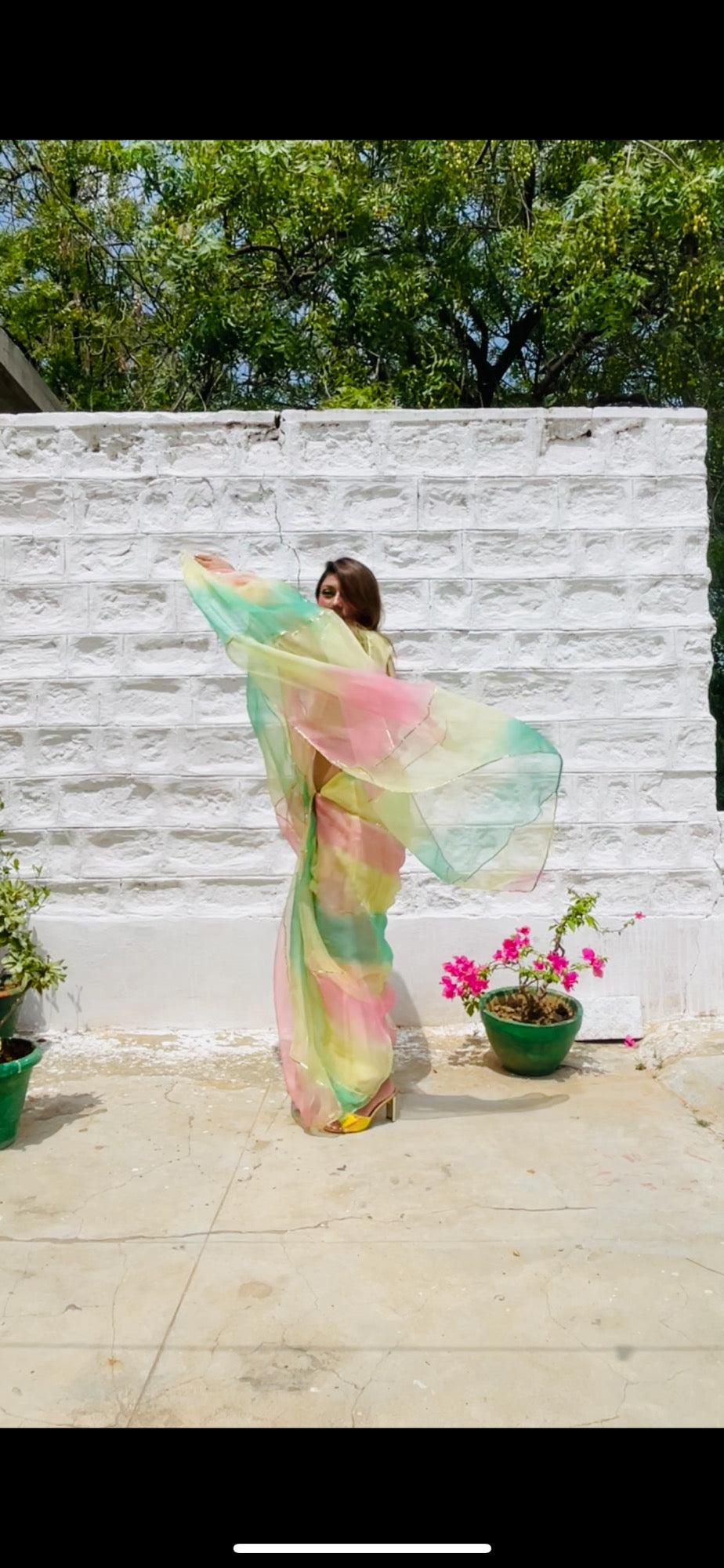 Rang birangi Organza Saree