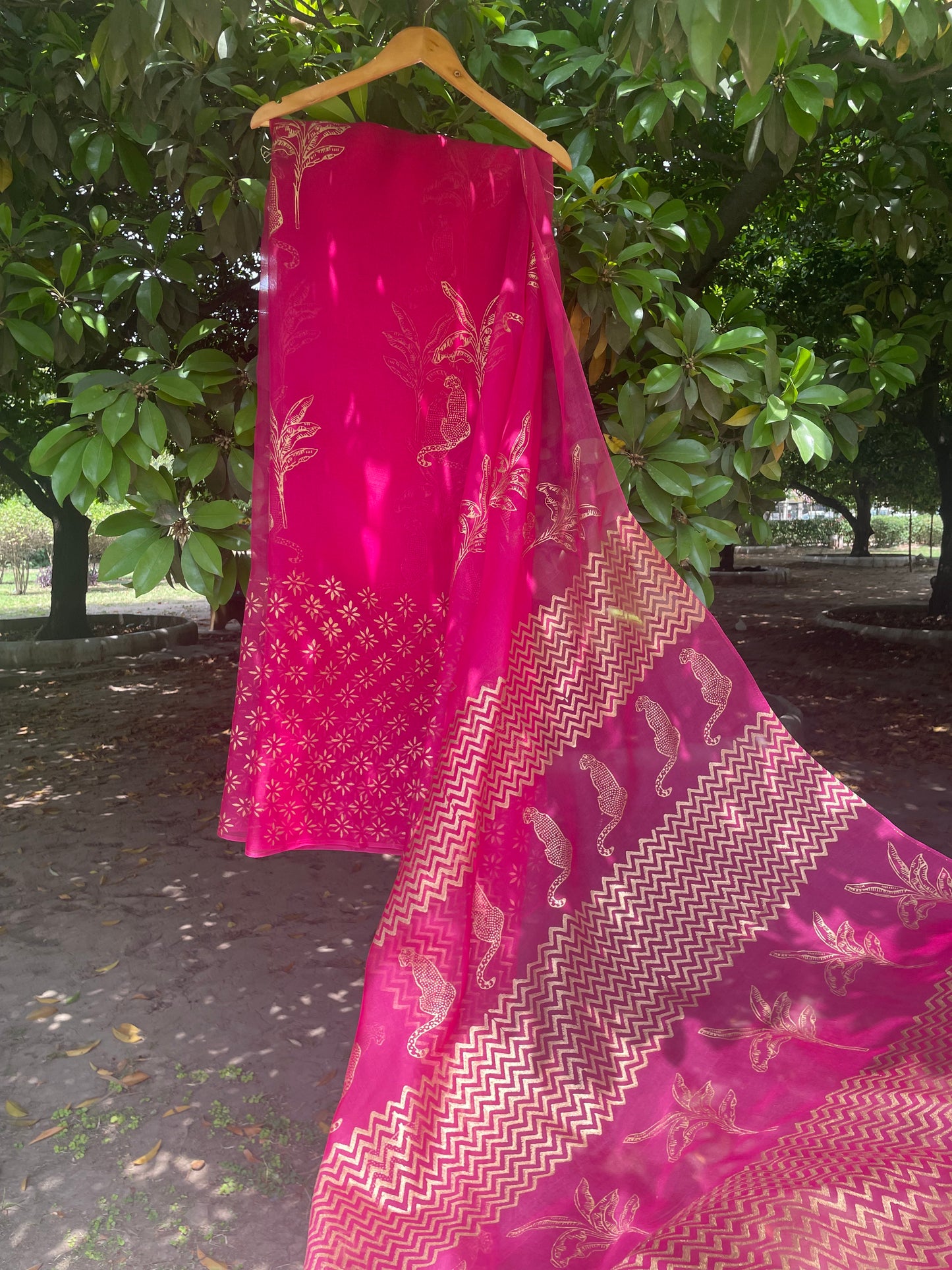 Leopard & Tree Organza Saree