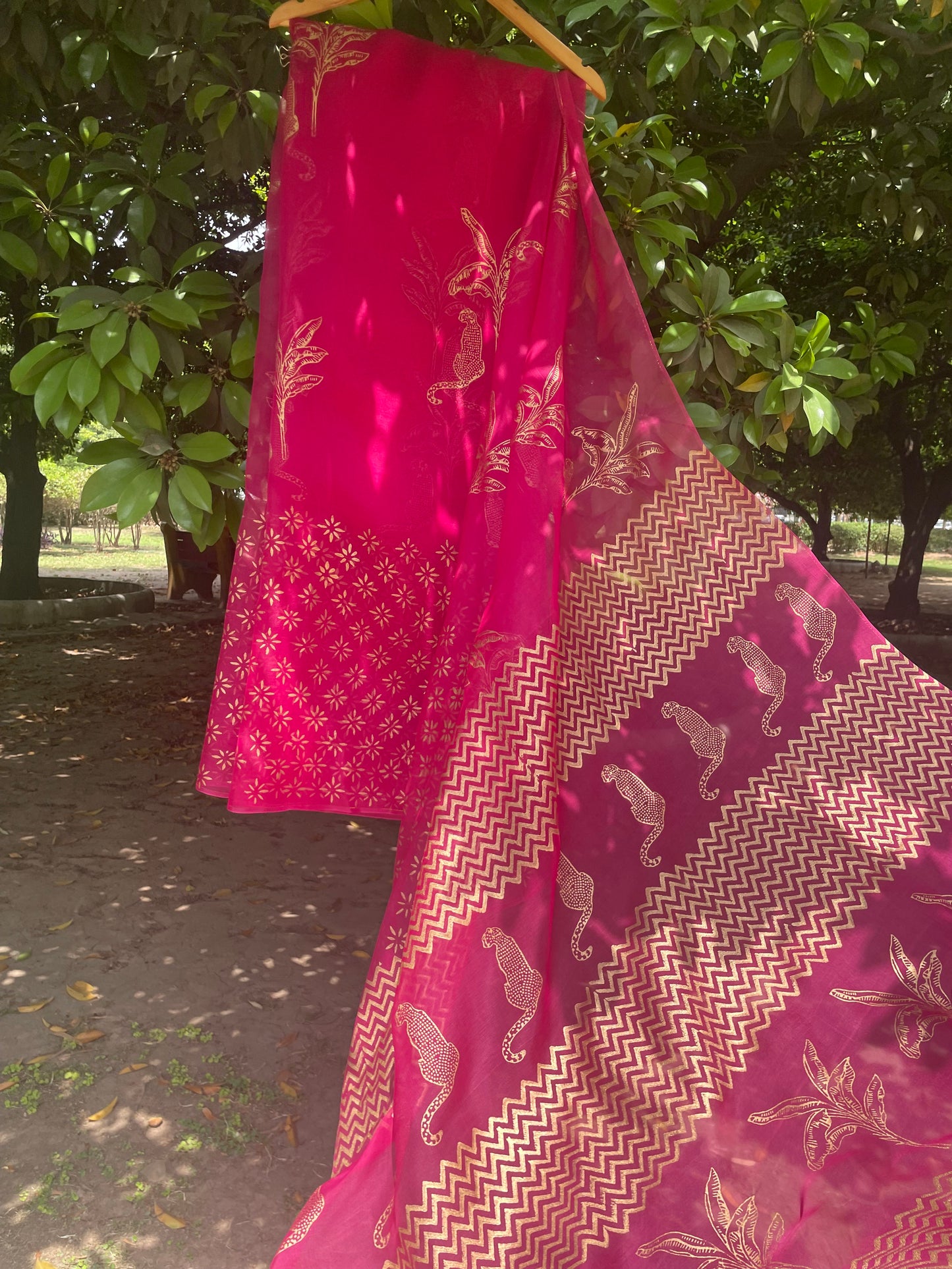 Leopard & Tree Organza Saree