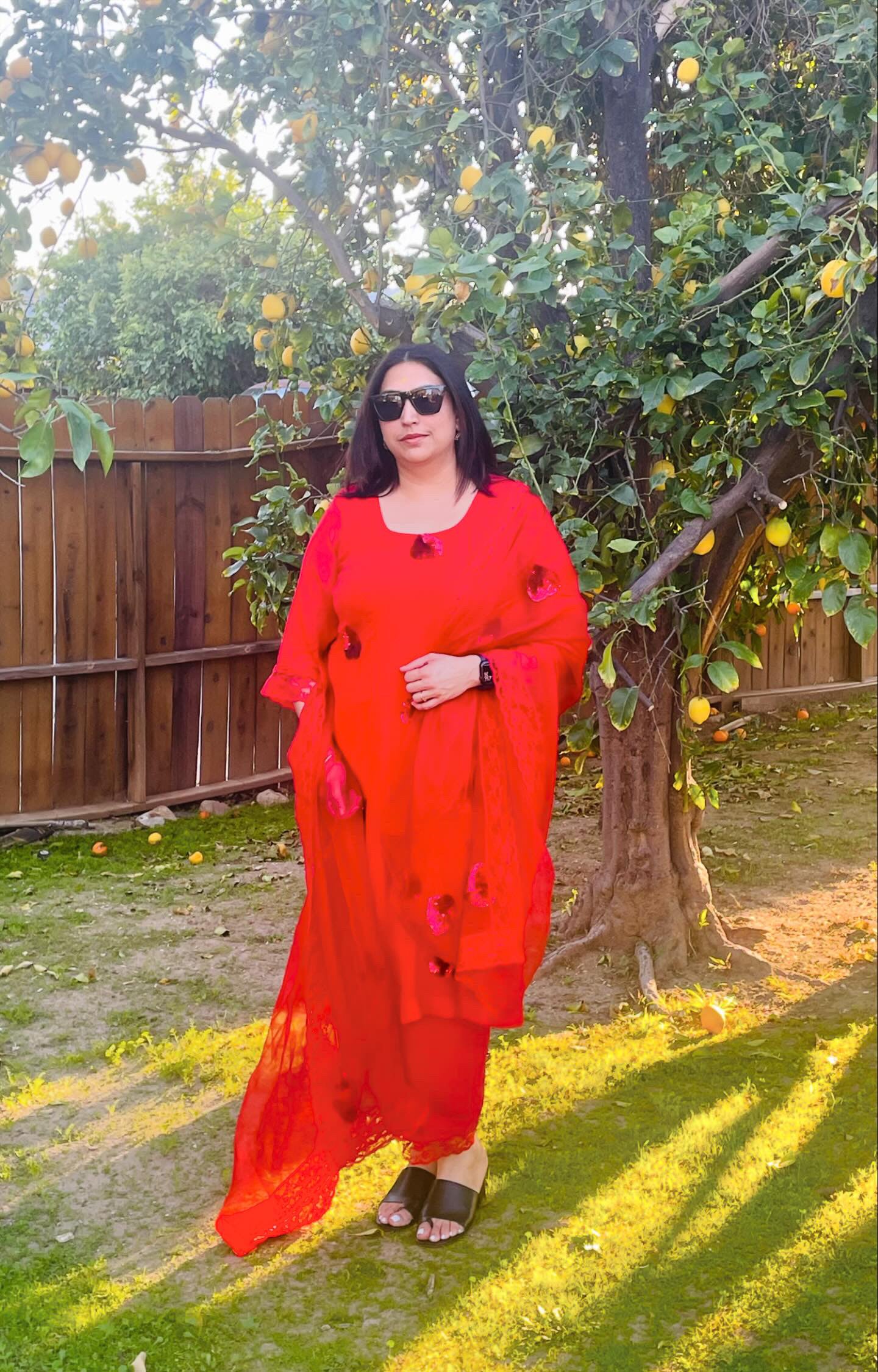 Sequins Heart Chiffon Suit