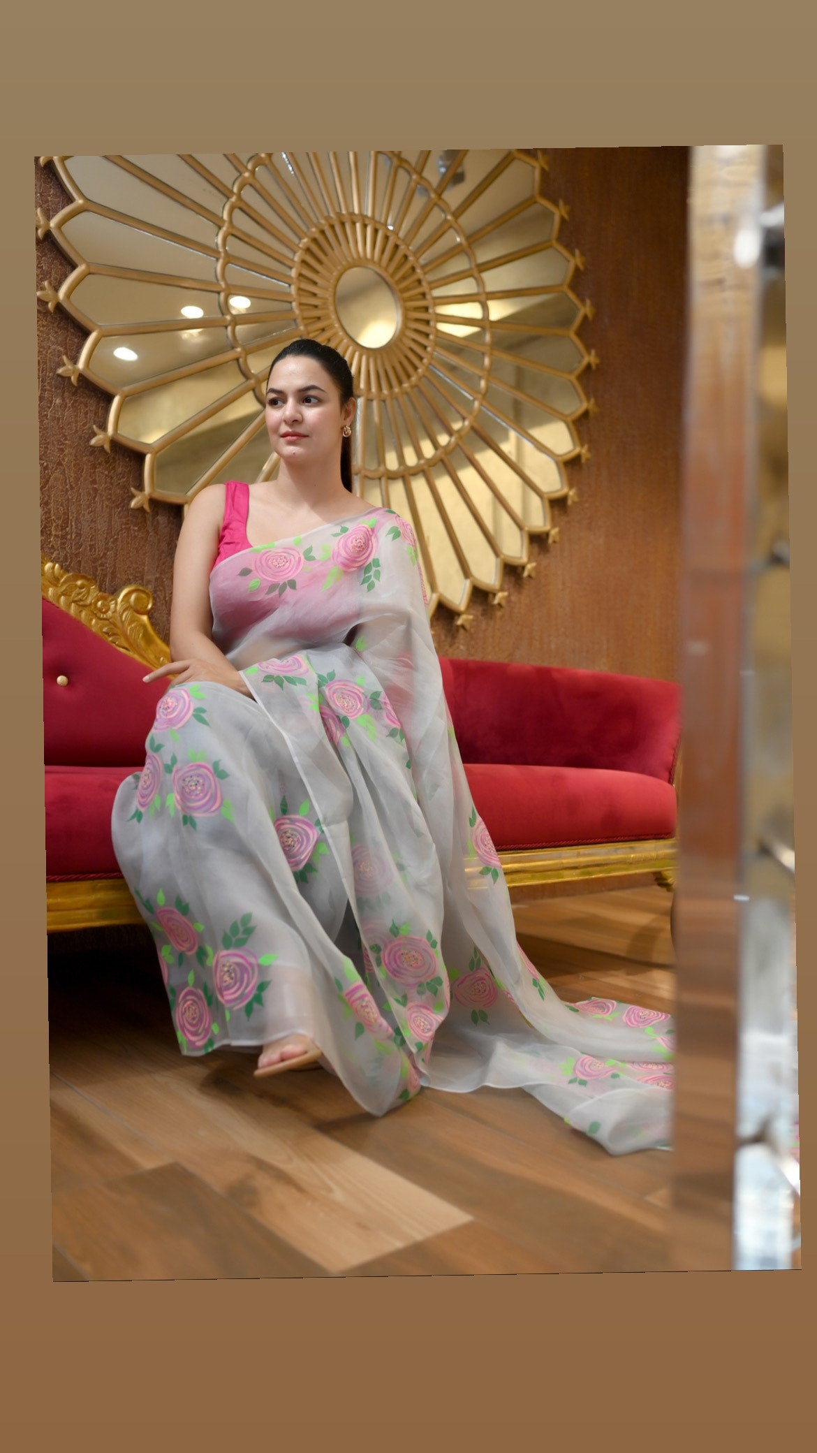 Rose Organza Saree