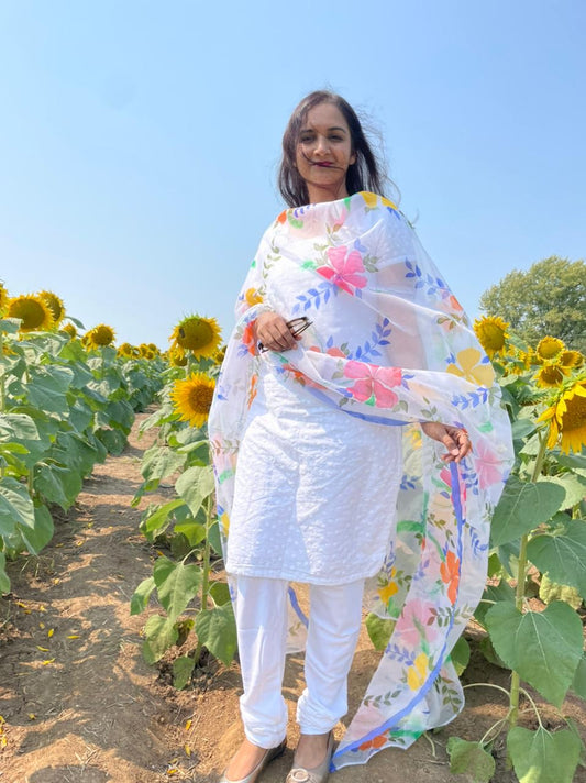 Hibiscus Organza Dupatta