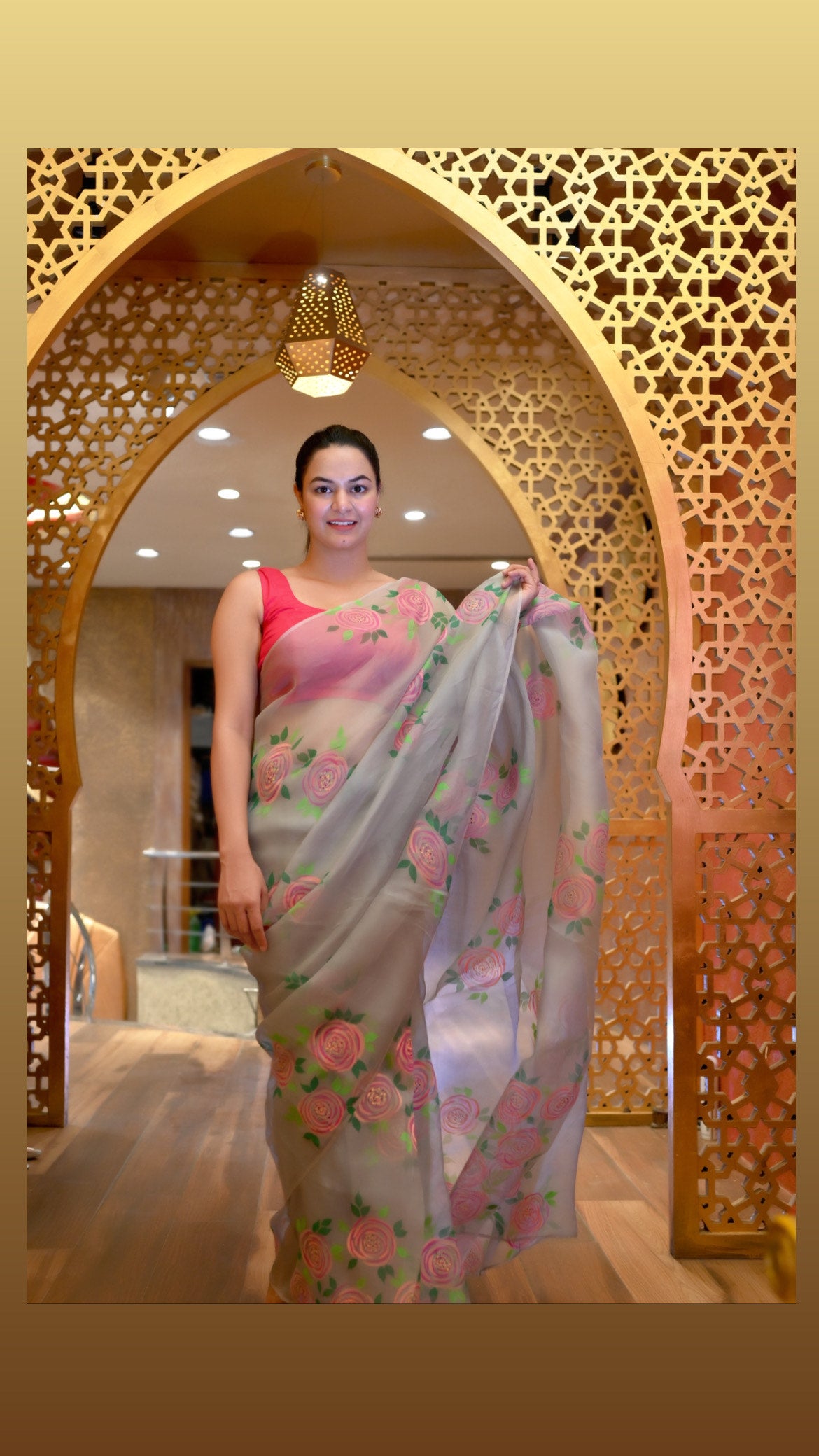 Rose Organza Saree