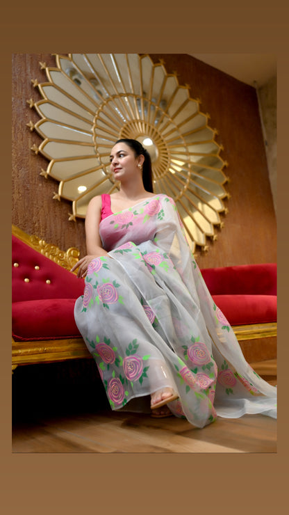 Rose Organza Saree