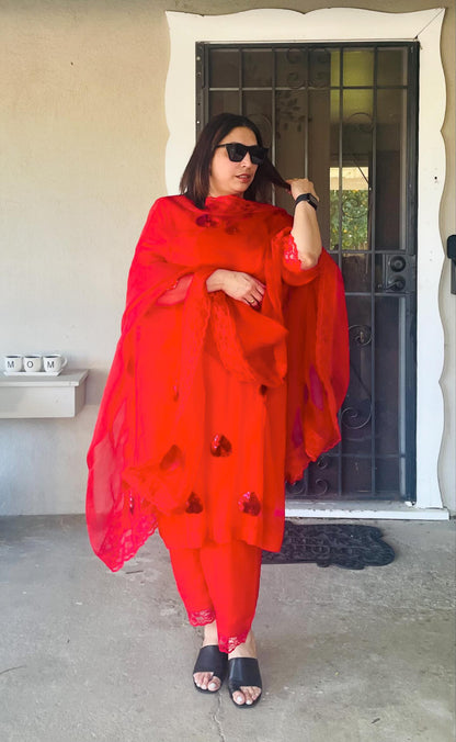 Sequins Heart Chiffon Suit