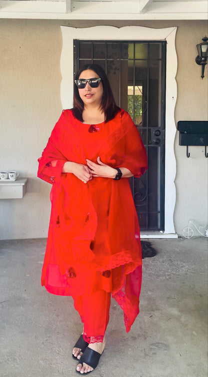 Sequins Heart Chiffon Suit