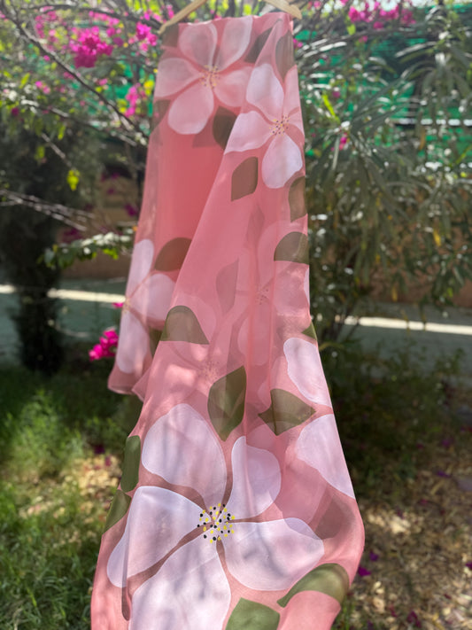 Hibiscus Organza Saree