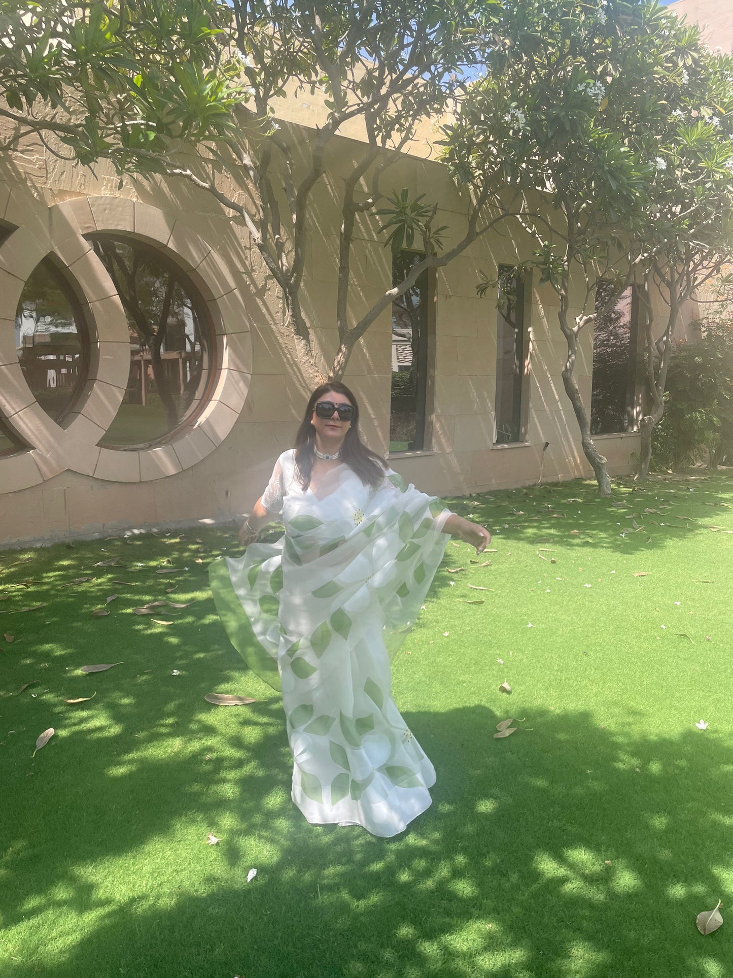 Big Hibiscus Organza Saree