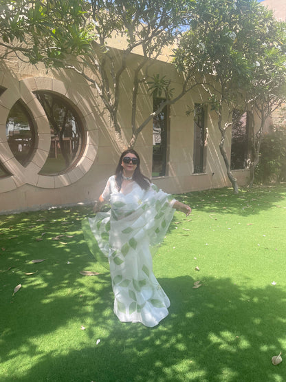 Big Hibiscus Organza Saree