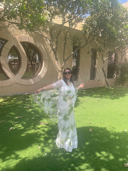 Big Hibiscus Organza Saree