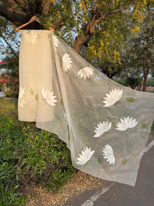 White Lotus Saree