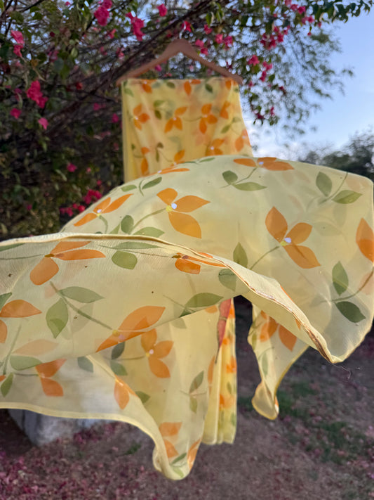 Bougainvilleas with butterflies Chiffon Saree