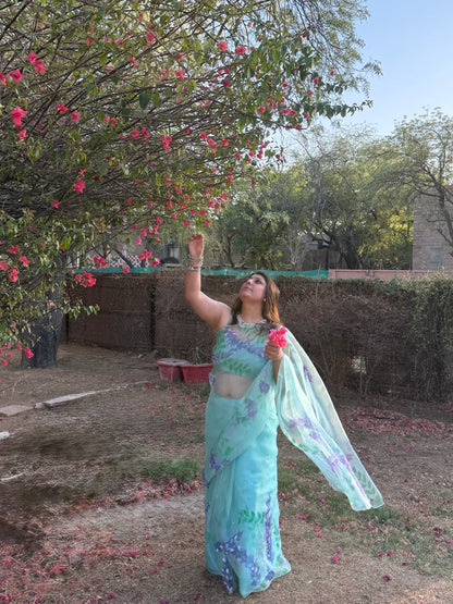 Lavender Organza Saree