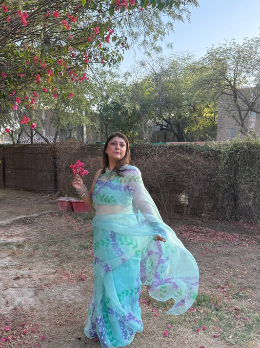 Lavender Organza Saree