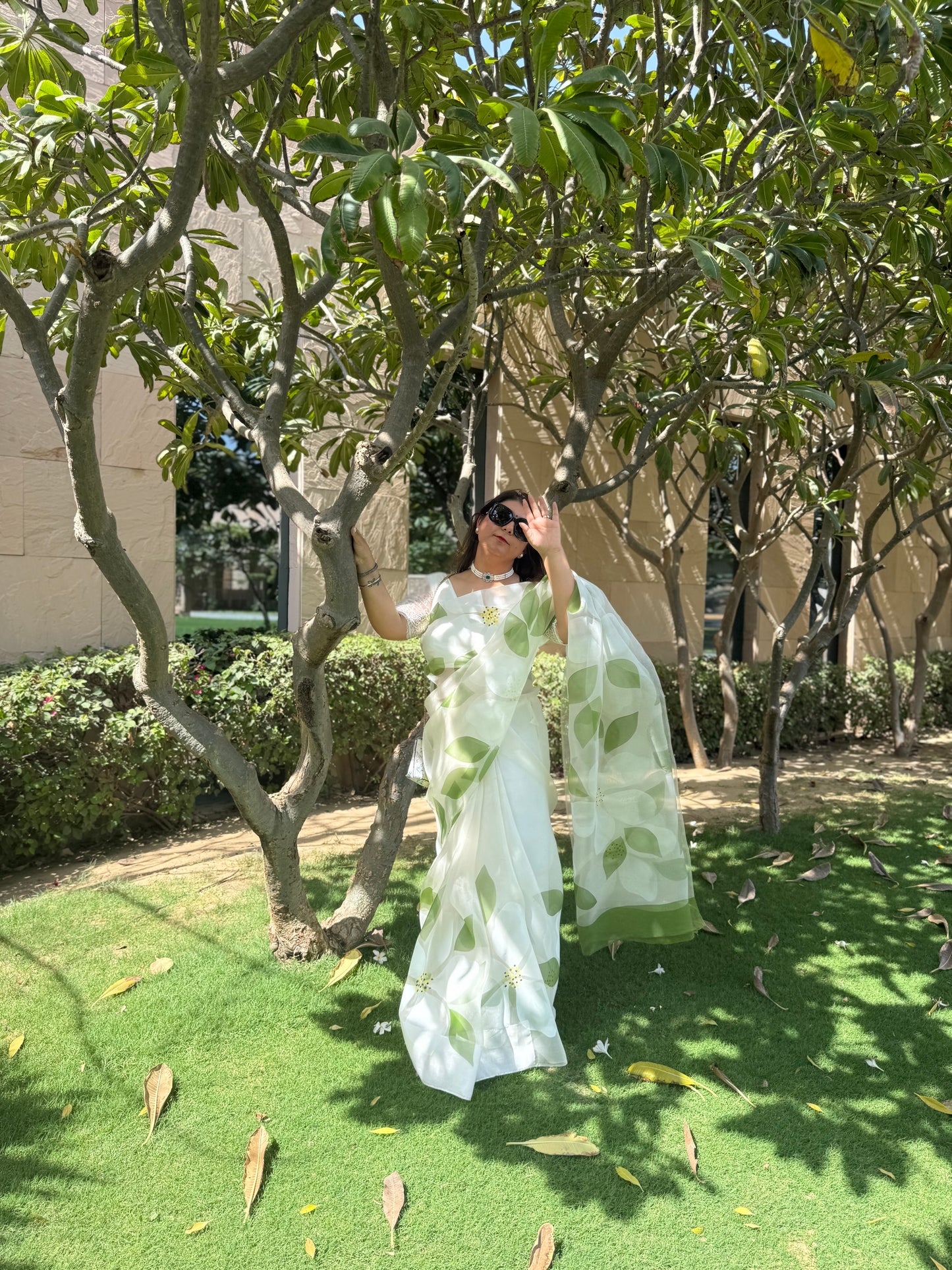 Big Hibiscus Organza Saree