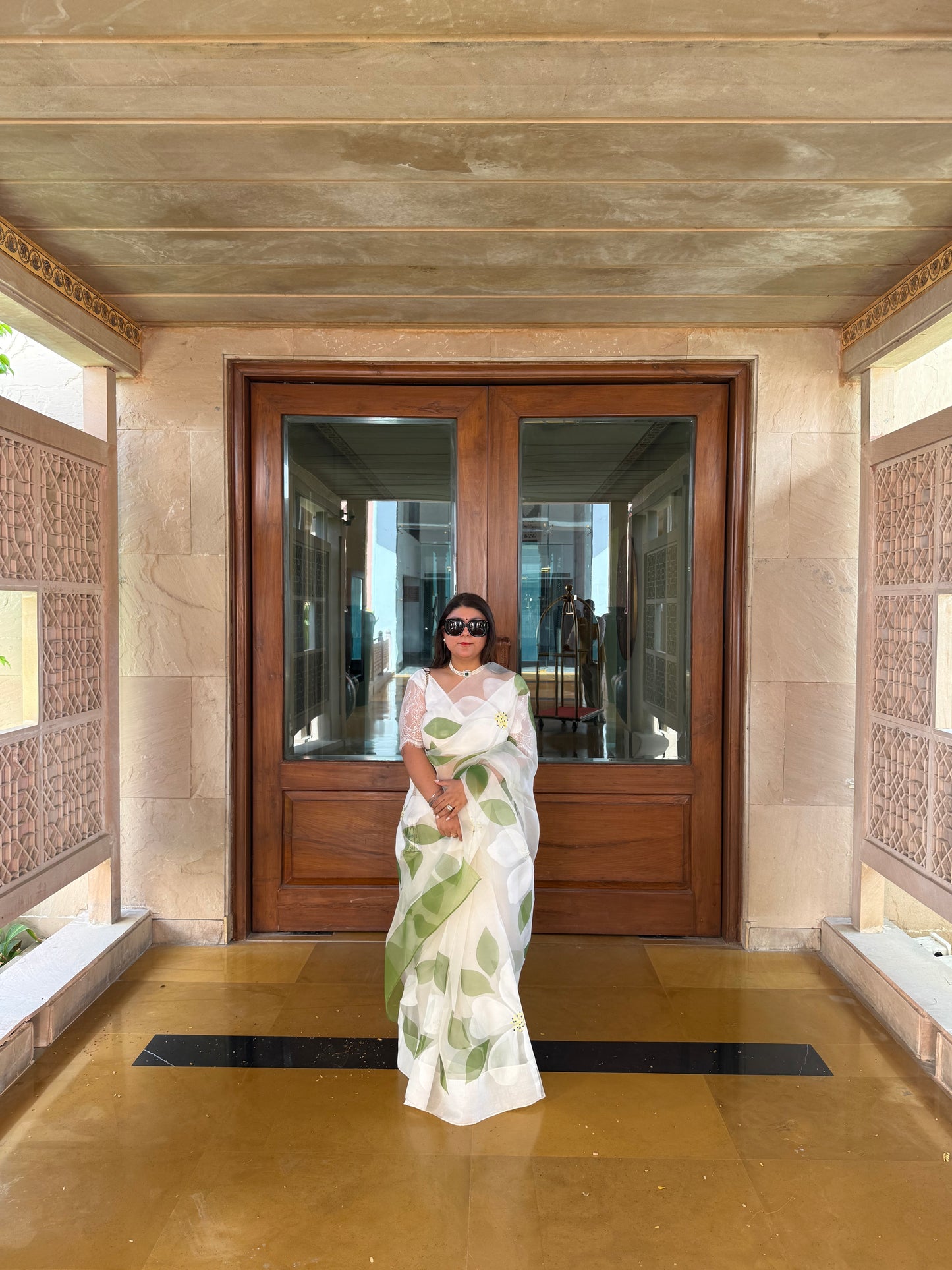 Big Hibiscus Organza Saree