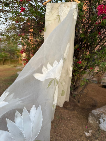 White Lotus Organza Saree