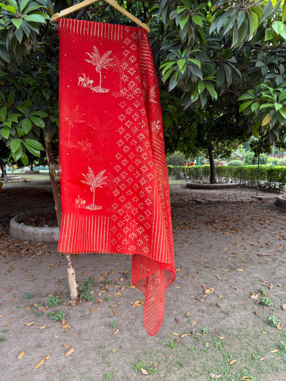 Deer & Tree Organza Saree