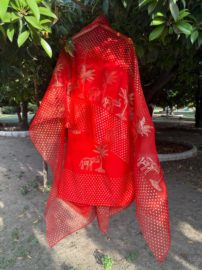 Elephant & Tree Chiffon Suit