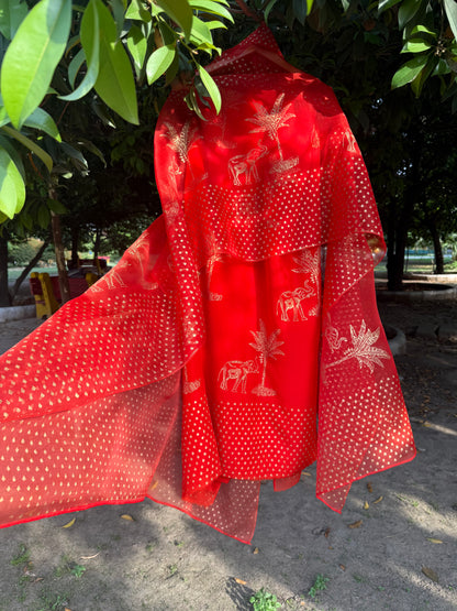 Elephant & Tree Chiffon Suit