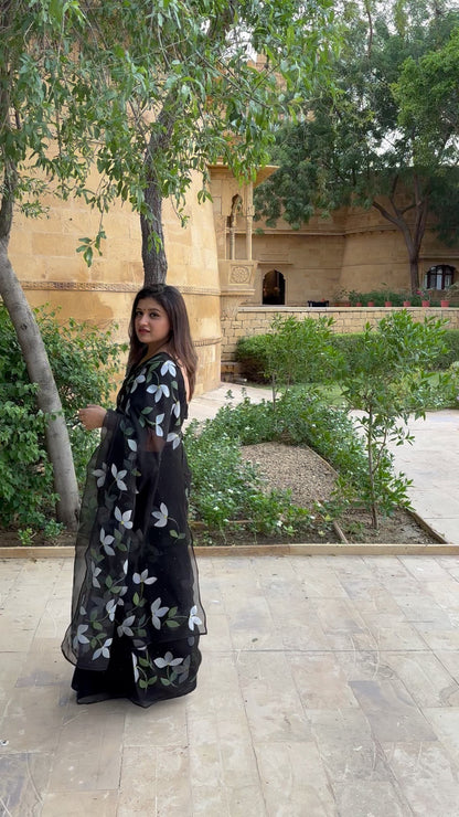 Bougainvilleas Organza Saree