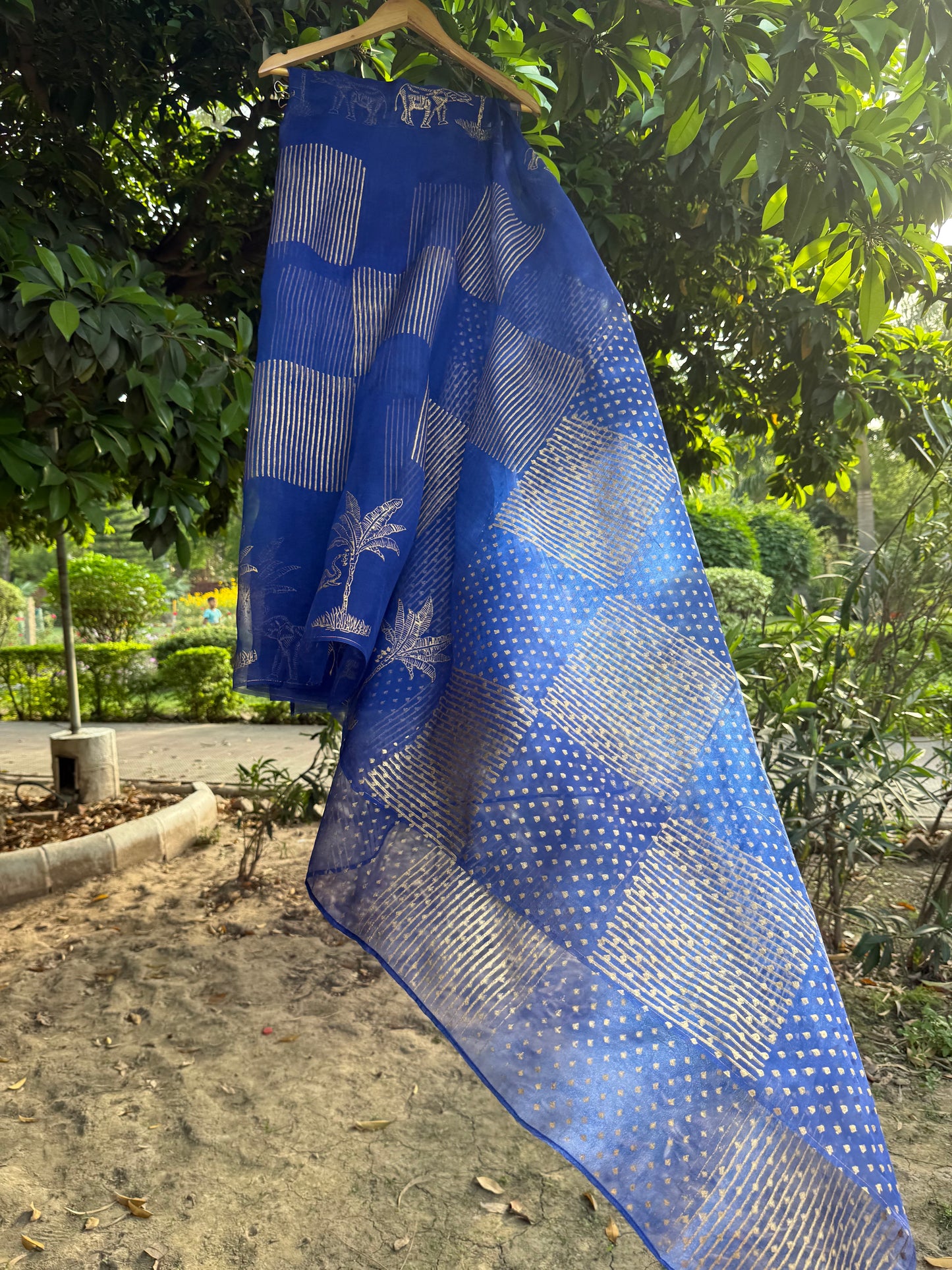 Elephant & Tree Organza Saree