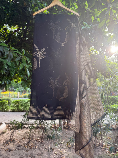 Leopard & Tree Organza Saree