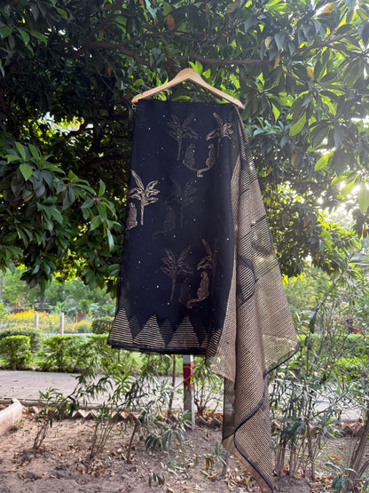 Leopard & Tree Organza Saree