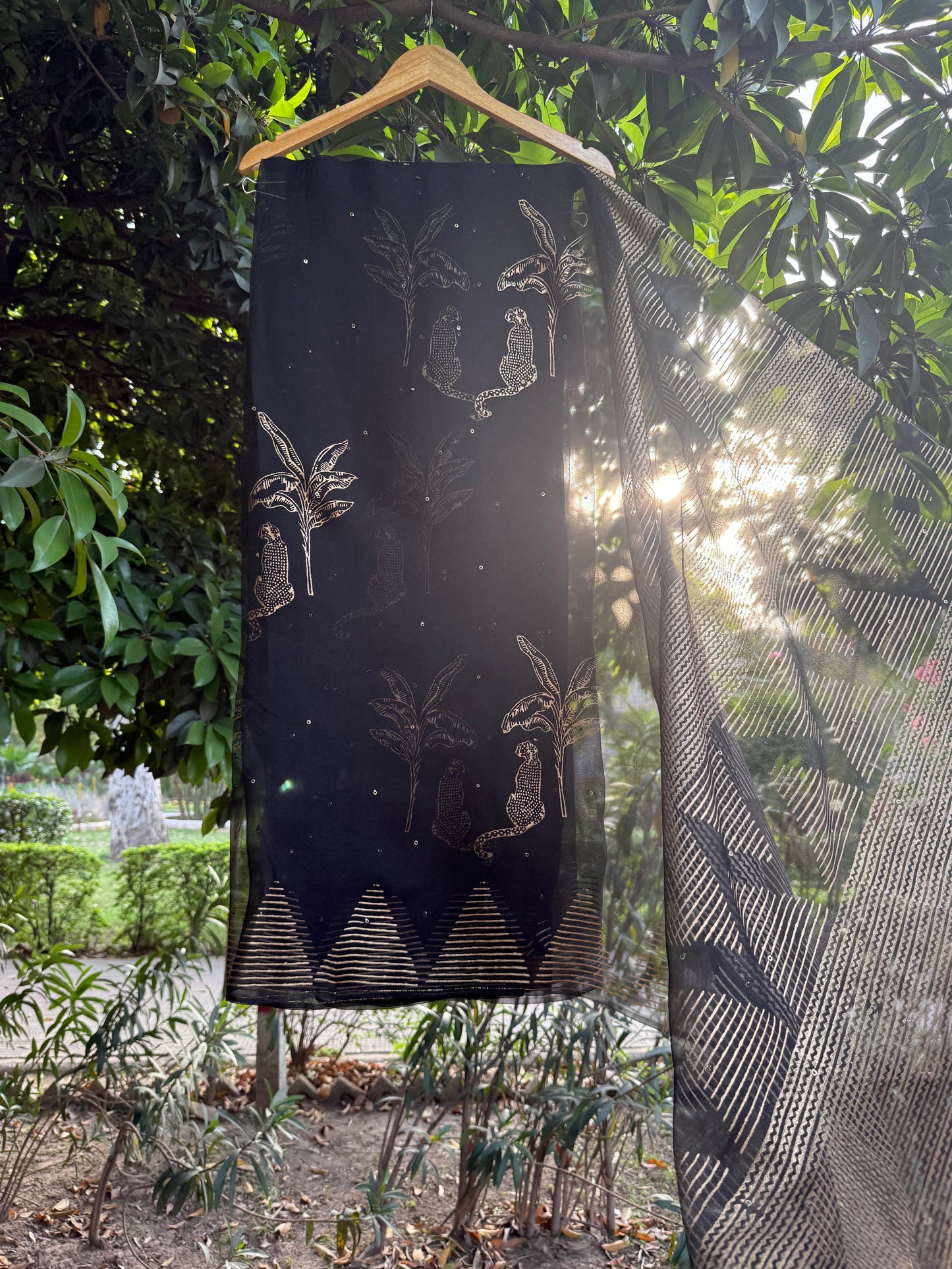 Leopard & Tree Organza Saree