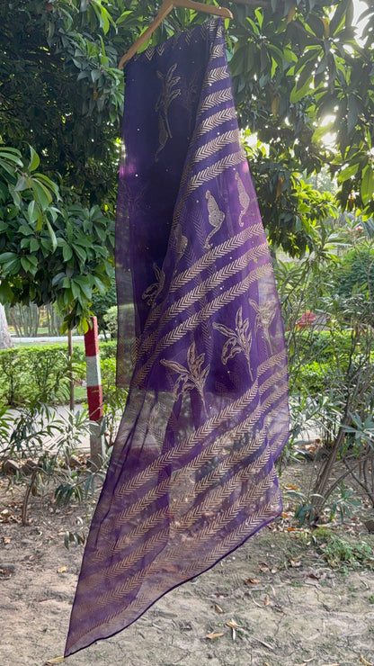 Leopard & Tree Organza Saree
