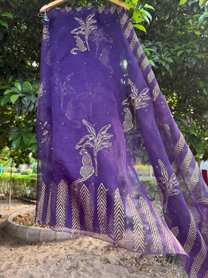 Leopard & Tree Organza Saree