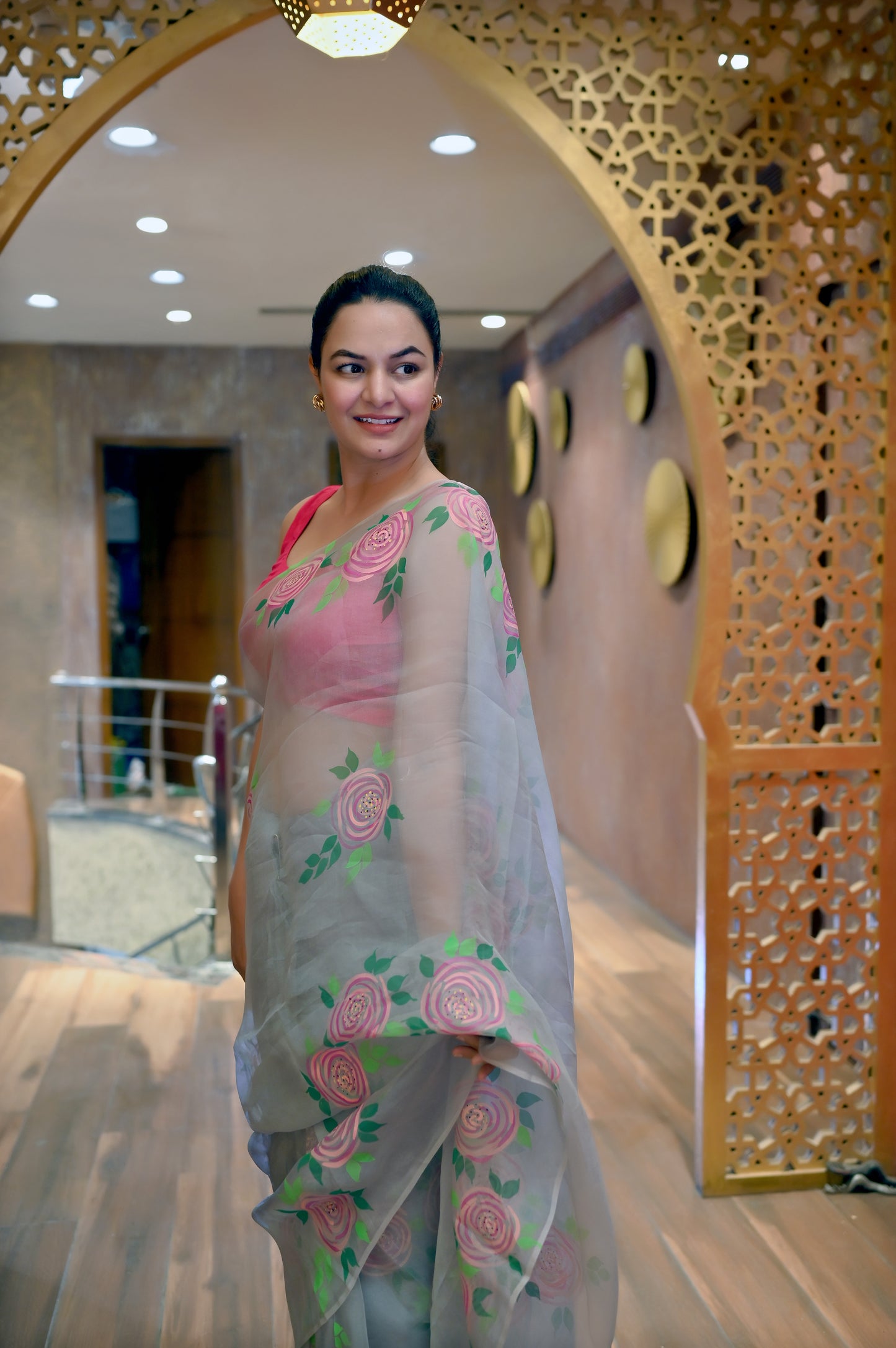 Rose Organza Saree