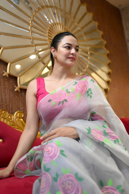 Rose Organza Saree