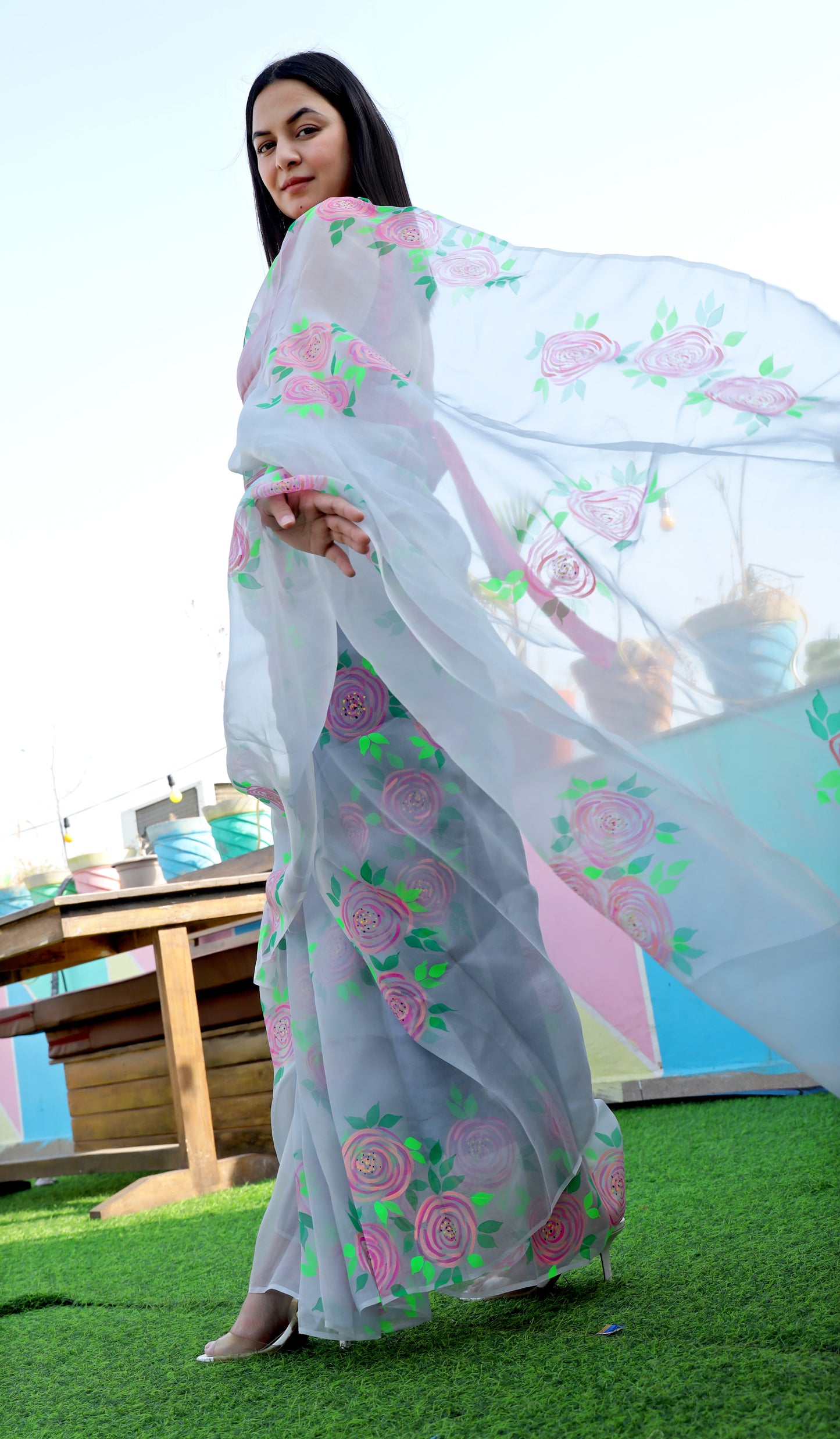 Rose Organza Saree