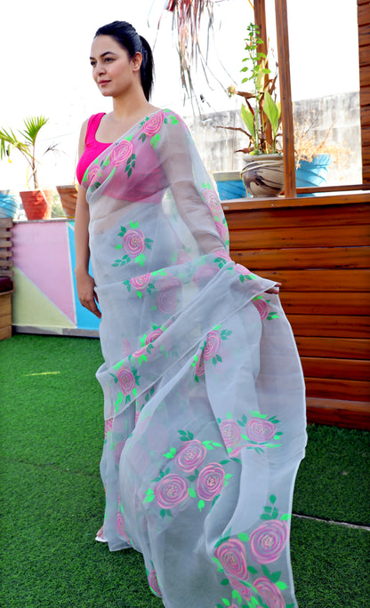 Rose Organza Saree