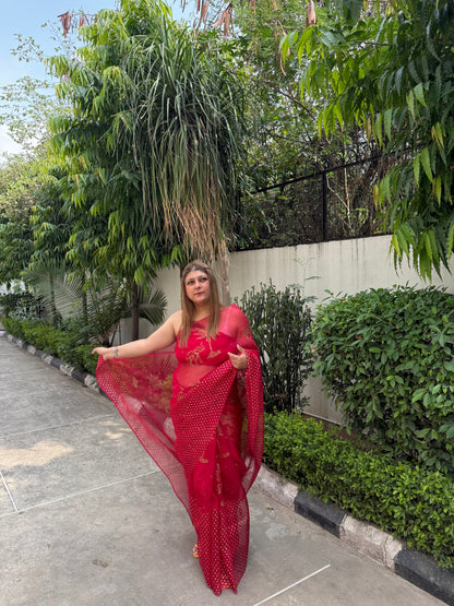 Elephant & Tree Organza Saree
