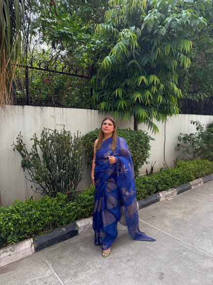 Elephant & Tree Organza Saree