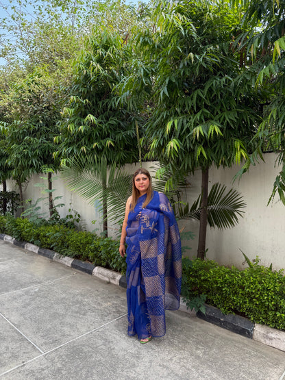Elephant & Tree Organza Saree