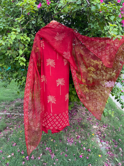 Palm Tree Chiffon Suit