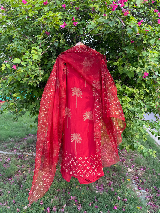 Palm Tree Chiffon Suit