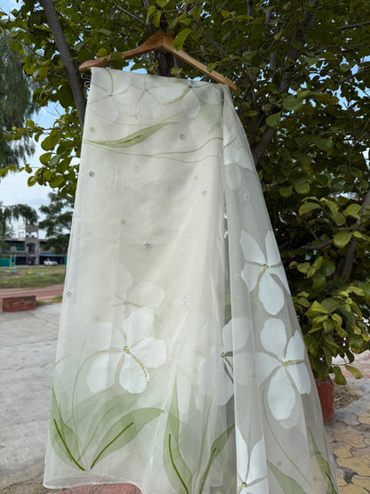 Hibiscus Organza Saree