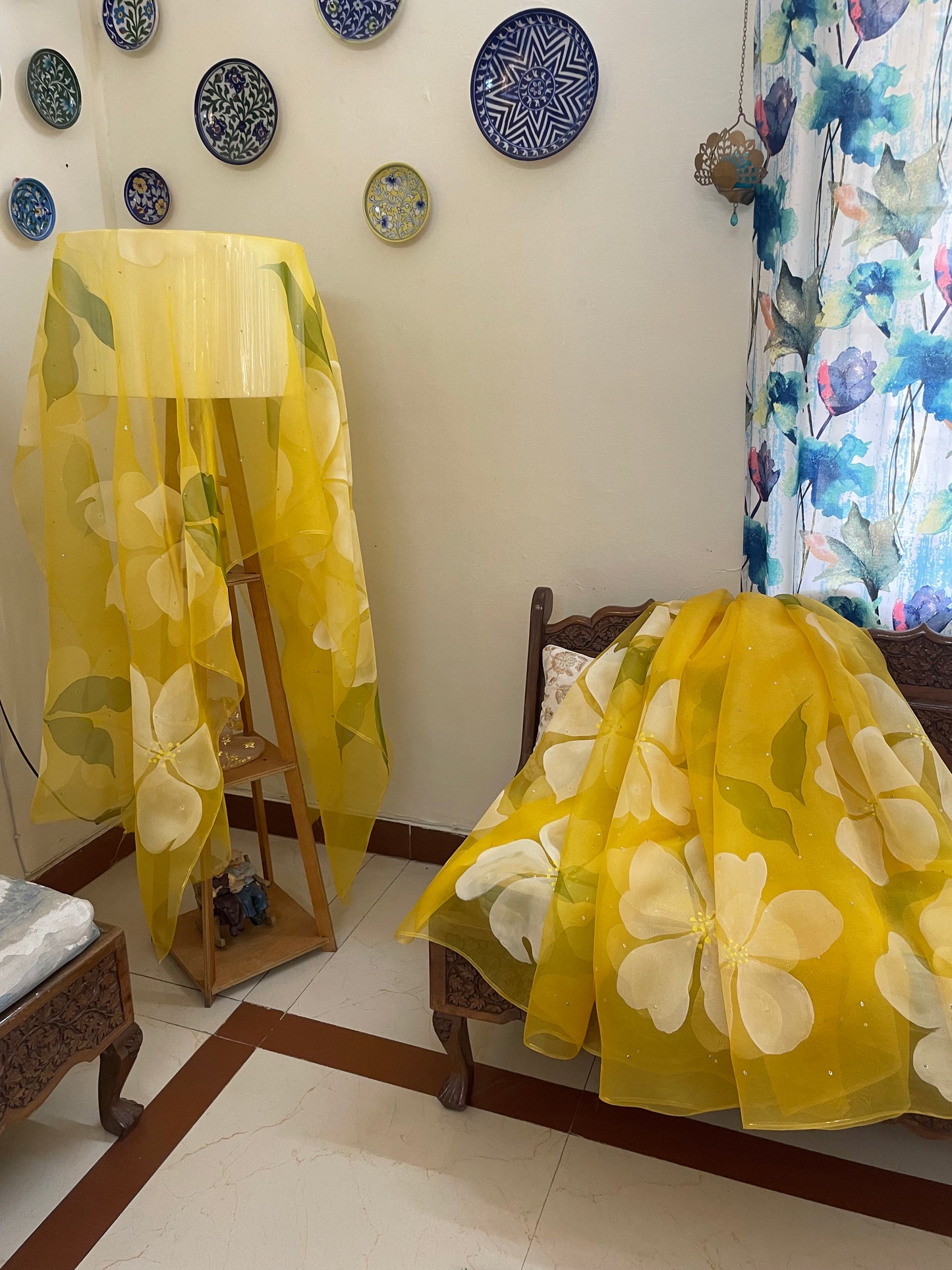 Big Hibiscus Organza Lehenga