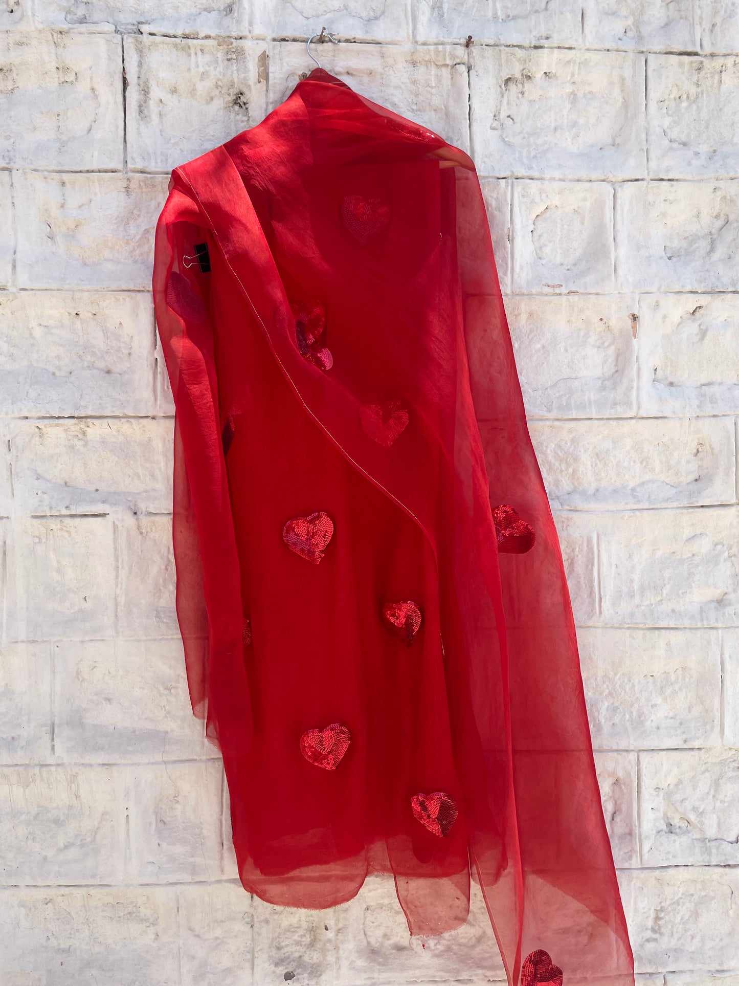 Sequins Heart Chiffon Suit