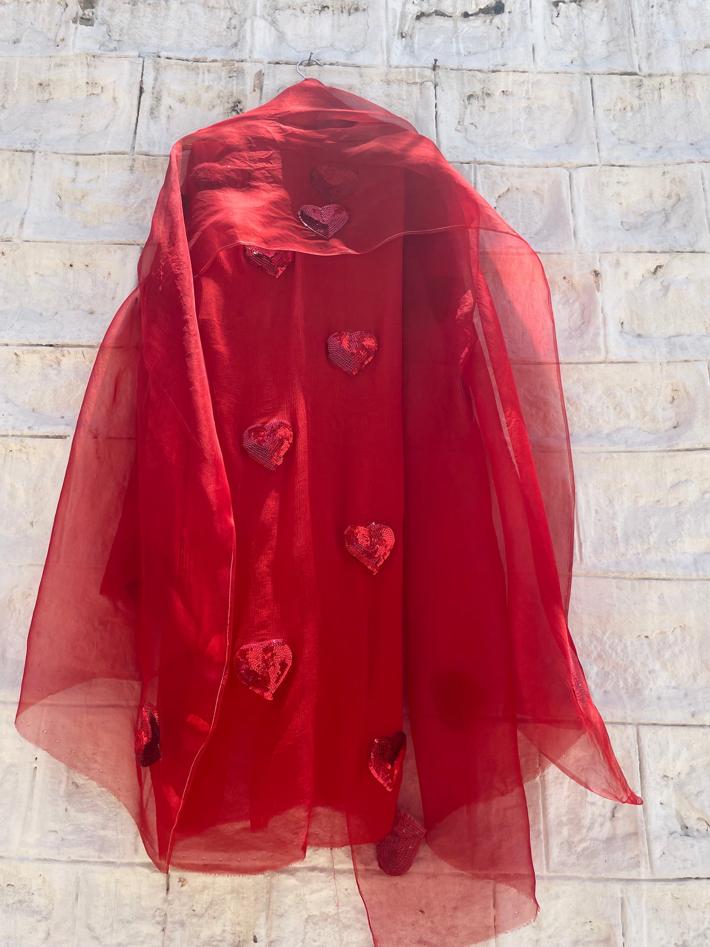 Sequins Heart Chiffon Suit