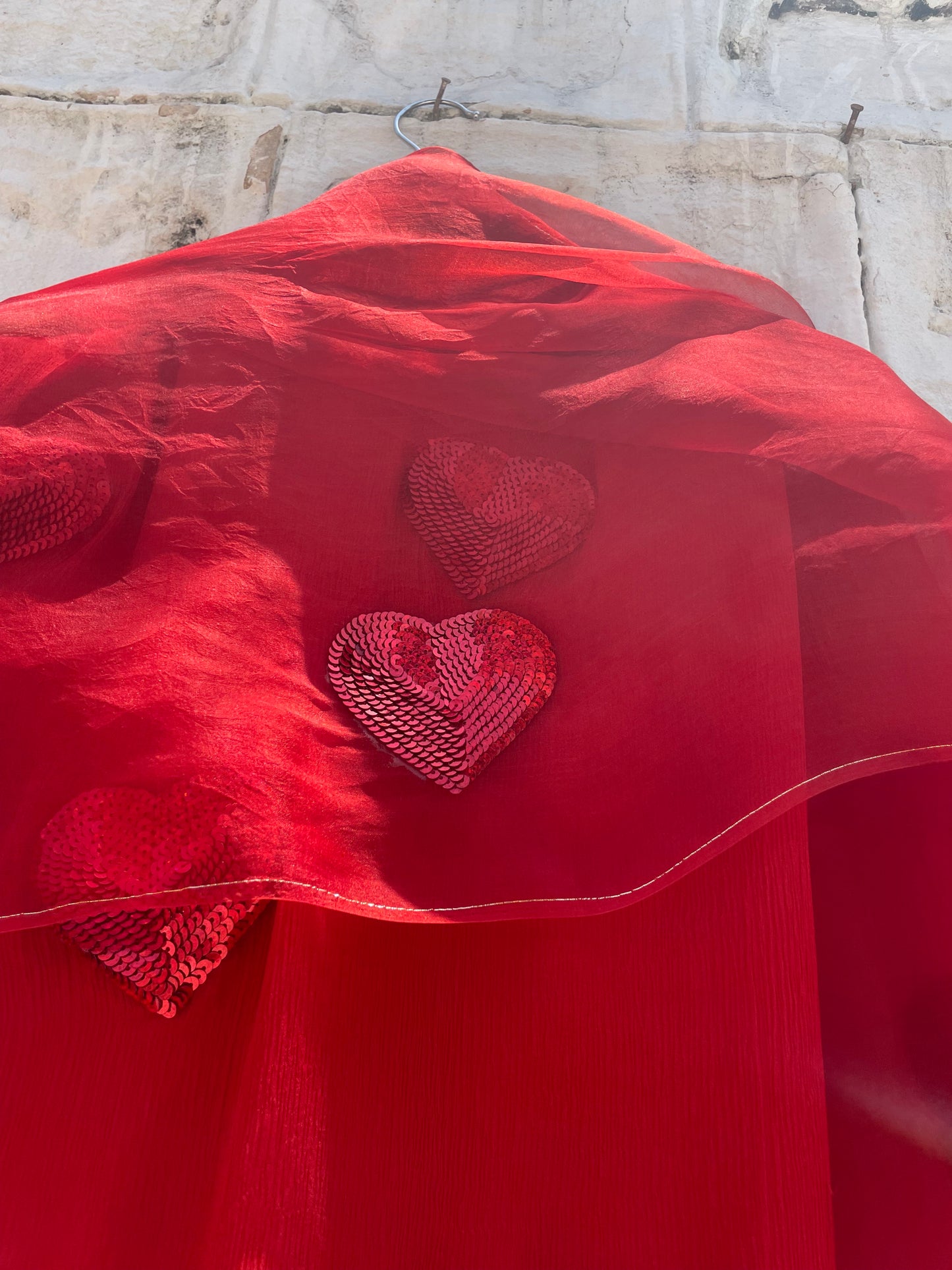Sequins Heart Chiffon Suit